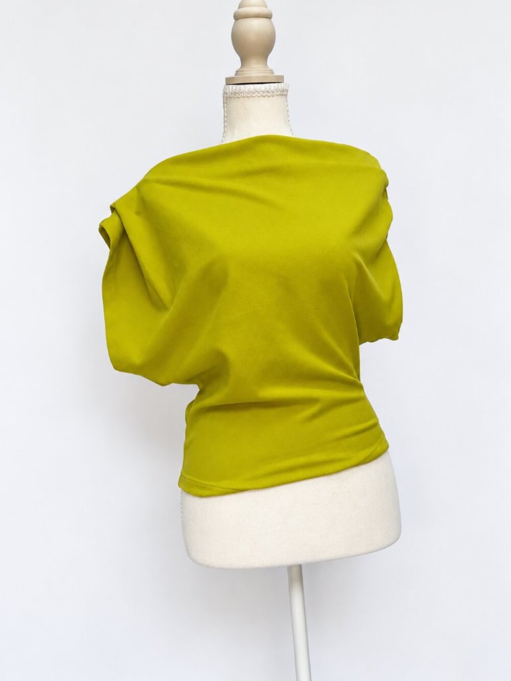 DÈLUC Chartreuse Draped Boat Neck Top – XS